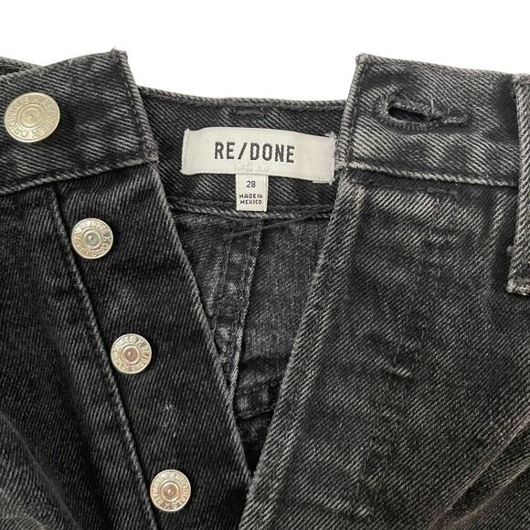 Re/Done Black Distressed Jean Shorts - Picture 5 of 8